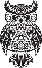 line owl ornament art handrawn isolated