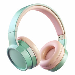 pastel color wireless headphone isolated on white background