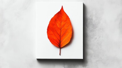 A single orange leaf on a white surface.