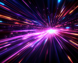 Naklejka premium A colorful, blurry image of a bright light with purple and blue streaks. The image has a dreamy, ethereal quality to it, as if it were a painting or a photograph