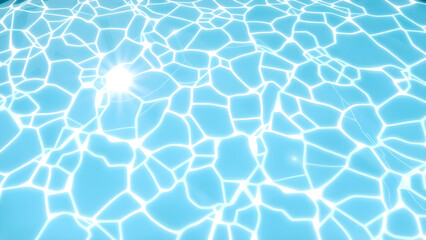 Sunlight reflecting on clear blue pool water, Generative AI