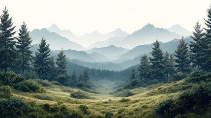 Fototapeta premium Vibrant Green Meadow with Trees on Transparent Background for Nature-Themed Projects