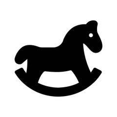 Horse toy icon. Thin line flat vector related icon color editable