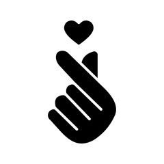 Korean love ico sign. Finger love symbol. valentine's day poster decoration color editable