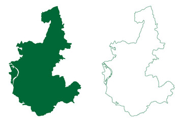 Sambalpur district (Odisha State, Republic of India) map vector illustration, scribble sketch Sambalpur map