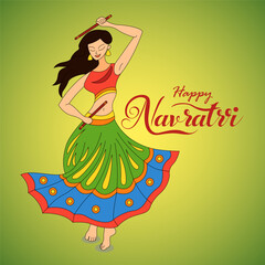 Feminine in nine different forms often represented by Goddess Durga This is a popular dance form associated with Navratri often depicted in festive images green shaded background