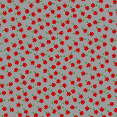 Seamless floral pattern. Floral texture. A daisy. Red flowers on a gray background