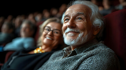 Obraz premium Senior Couple Enjoying a Movie at the Cinema