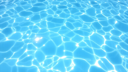 Sunlit ripples on clear blue pool water surface, Generative AI