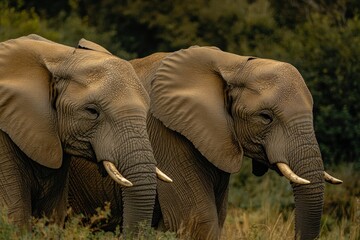 Two elephants in the field of south africa..generative ai