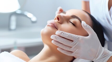 Woman in mask on face in spa beauty salon