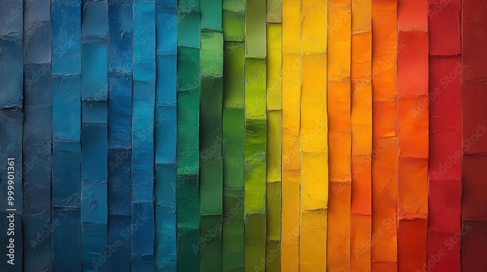 Poster Abstract Palette of Vertical Painted Stripes Transitioning Through a Rainbow of Colors