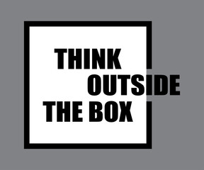 Think outside the box concept business positive out quote motivation title. creative sticker design.