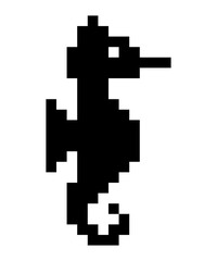 Obraz premium cute seahorses. Pixel art line icon. monochrome retro art. fun design.