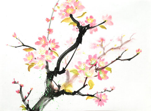 Blossom Tree Chinese ink drawing
