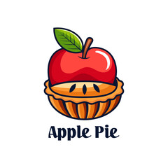 Apple pie logo vector illustration template vintage retro emblem