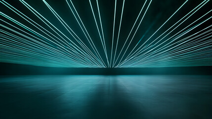 Laser grid light pattern on a dark stage neon green