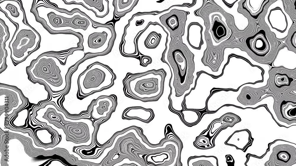 Poster Animated wavy line motion graphic background. Seamless looped Abstract motion graphic, Abstract moving topographic map lines. Moving wavy line striped