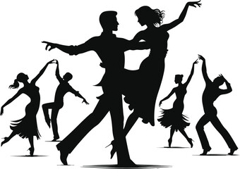 silhouettes of dancing people