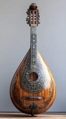 Detailed Wooden Oud Music Instrument with Beautiful White Background Display