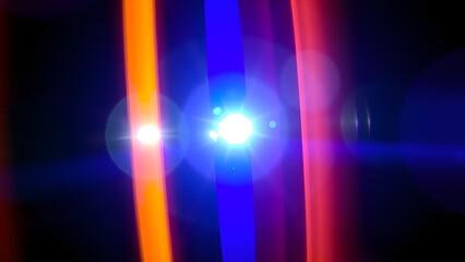 Bright light with multicolored beams and lens flares, Generative AI
