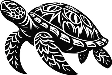 turtle illustration shilloutee vector graphic 