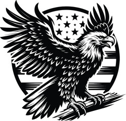 Flying egale with American flag 