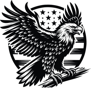 Flying egale with American flag 