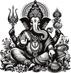 hindu god ganesha illustration shilloutee 