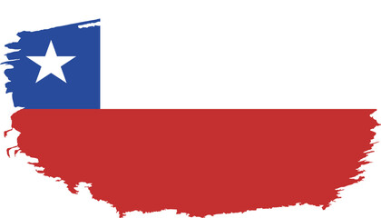 Hand drawn brush stroke flag of Chile illustration on white background