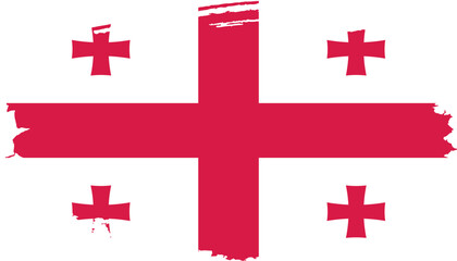 Fototapeta premium Hand drawn brush stroke flag of Georgia illustration on white background