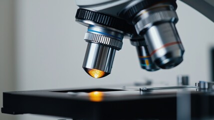 Close up View of Microscope Focusing on a Specimen for Scientific Research and Analysis
