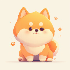 cute flat cartoon shiba inu