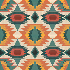 navajo tribal seamless vector pattern. Pastel green tones. Native American ornament. Abstract geometric background. Aztec native style. For decoration, vintage clothing, textile, fashion etc.