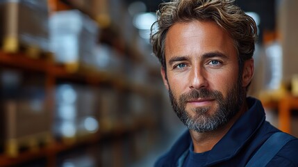 Obraz premium portrait of a male warehouse worker or supervisor