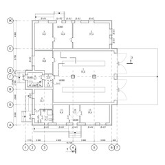 Detailed architectural fire station house blueprints and drawings