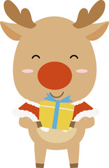 Christmas reindeer vector flat drawing collection.