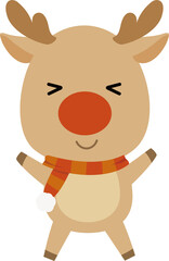 Christmas reindeer vector flat drawing collection.