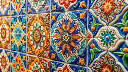 Close-up of textured bathroom tile showcasing intricate patterns and unique surface design elements