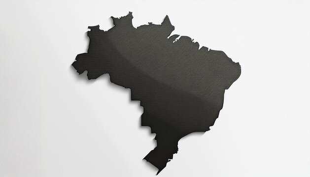 silhouette of a map of Brazil on a plain white background - Powered by Adobe