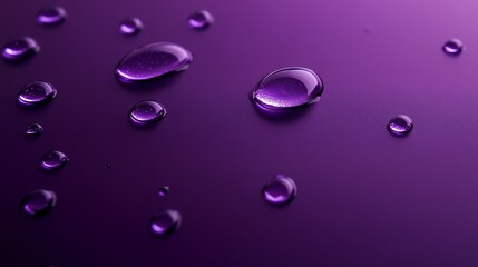 A macro shot of water droplets on a purple background.