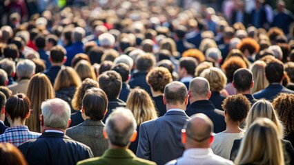 Obraz premium Crowd of people from behind at a public event