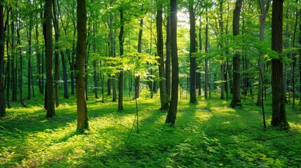 Sunlight Filtering Through Lush Forest Canopy