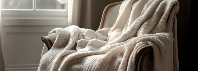 63. A cozy blanket draped over a stylish chair