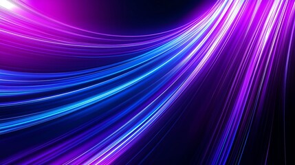 Abstract blue and purple light wavy shapes futuristic banner. Glowing retro waves background