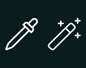 Magic wand tool icon sign. Magic wand icon vector. Set of magic wand vector icons. Eye Dropper Tool Icon. Eye dropper icon set. pipette vector symbol. eyedropper sign.