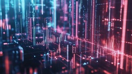 Obraz premium A visually appealing concept of multiple 3D financial graphs floating in a digital space, symbolizing the interconnectedness of various financial metrics and data.