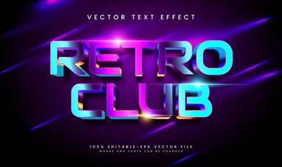 Obraz premium Retro colorful club editable vector text effect, with modern light concept