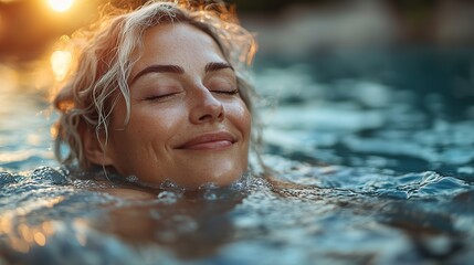 Fototapeta premium senior woman enjoying time at swimmingpool with her family