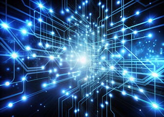 Fototapeta premium dynamic network of glowing circuits and pulsing energy creates mesmerizing visual experience, showcasing beauty of technology and innovation